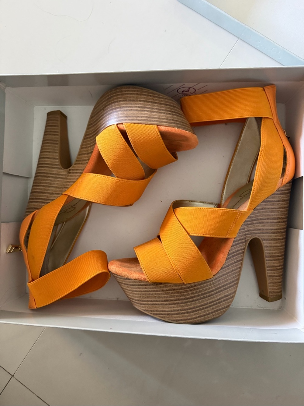 Jessica Simpson Orange Strappy Platform Sandals
